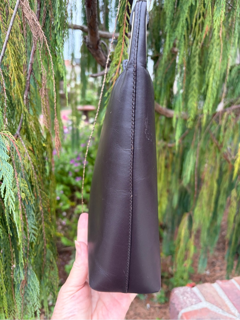 Auth Gucci Chocolate Leather Vintage Shoulder Bag Mod Pop Minimalist Style - Picture 7 of 14